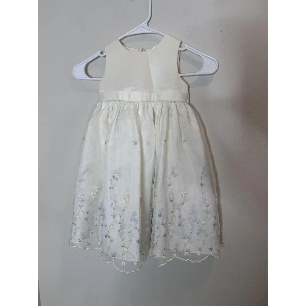 Cinderella Dress Girls 2T White Floral Embroidered Organza Sleeveless Party